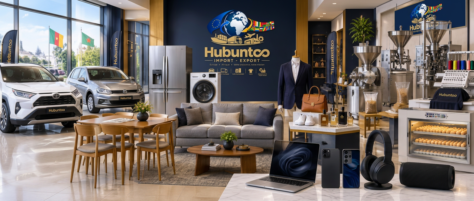 Les six univers Hubuntoo : automobile, électroménager, mobilier, mode, électronique et industrie